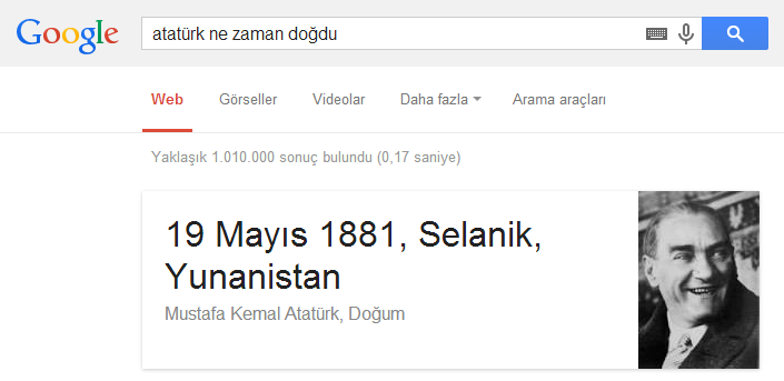 Atatürk ne zaman doğdu ? Arama sorgusu